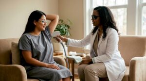 Dermatologist performing laser hair removal treatment